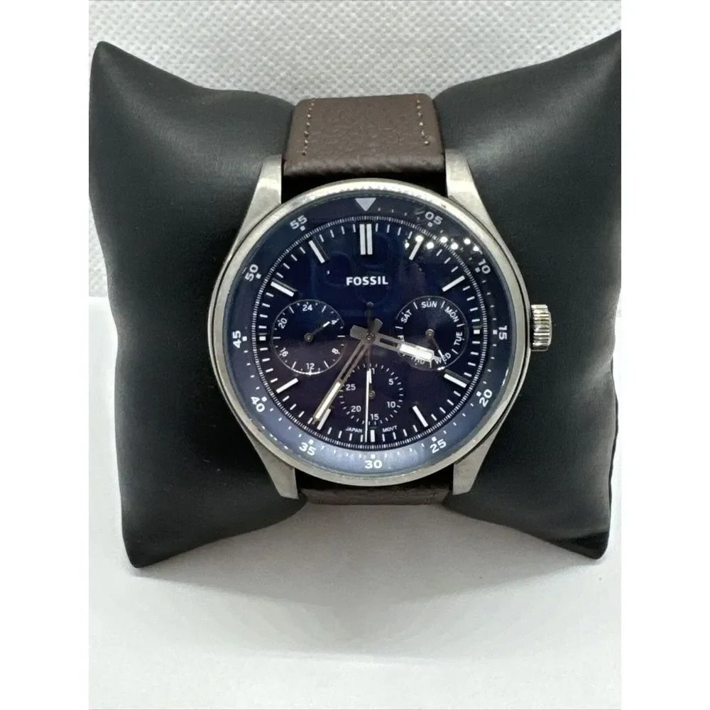 Fossil Belmar Multifunction FS5577 Men's Brown Leather Analog Dial Watch JNA316